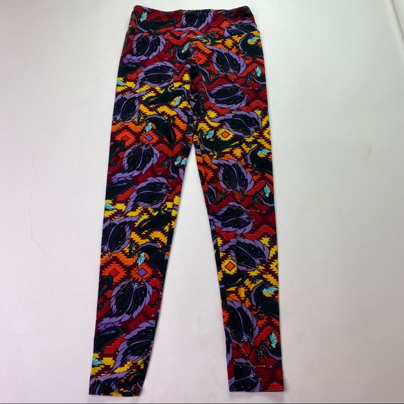 LuLaRoe Leggings Disney Maleficent Dragon OS Red - Picture 6 of 14